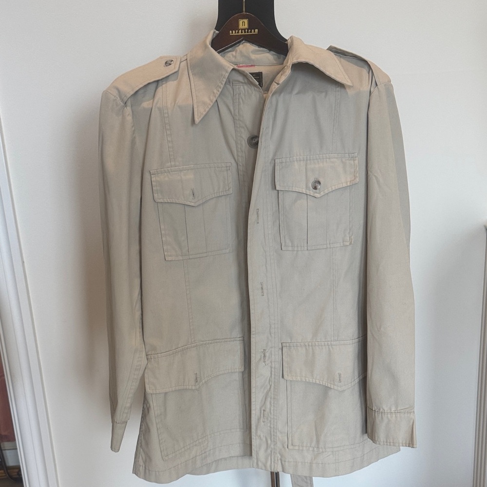 Vintage Eddie Bauer Hunting Safari Shirt Jacket Epaulets Tan Khaki SZ Men’s M